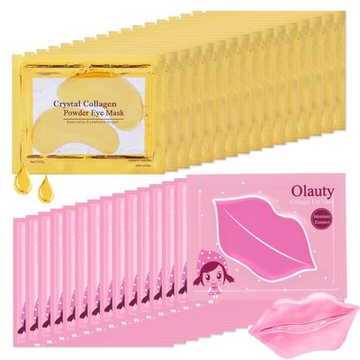 30 Pairs Lip Masks &amp; Eye Masks, 24K Gold Gel Under Eye Patches for Puffy Eyes, Collagen Crystal Lip Mask Moisturizing Nourishing Collagen Lip &amp; Eye Mask Set for Women Men