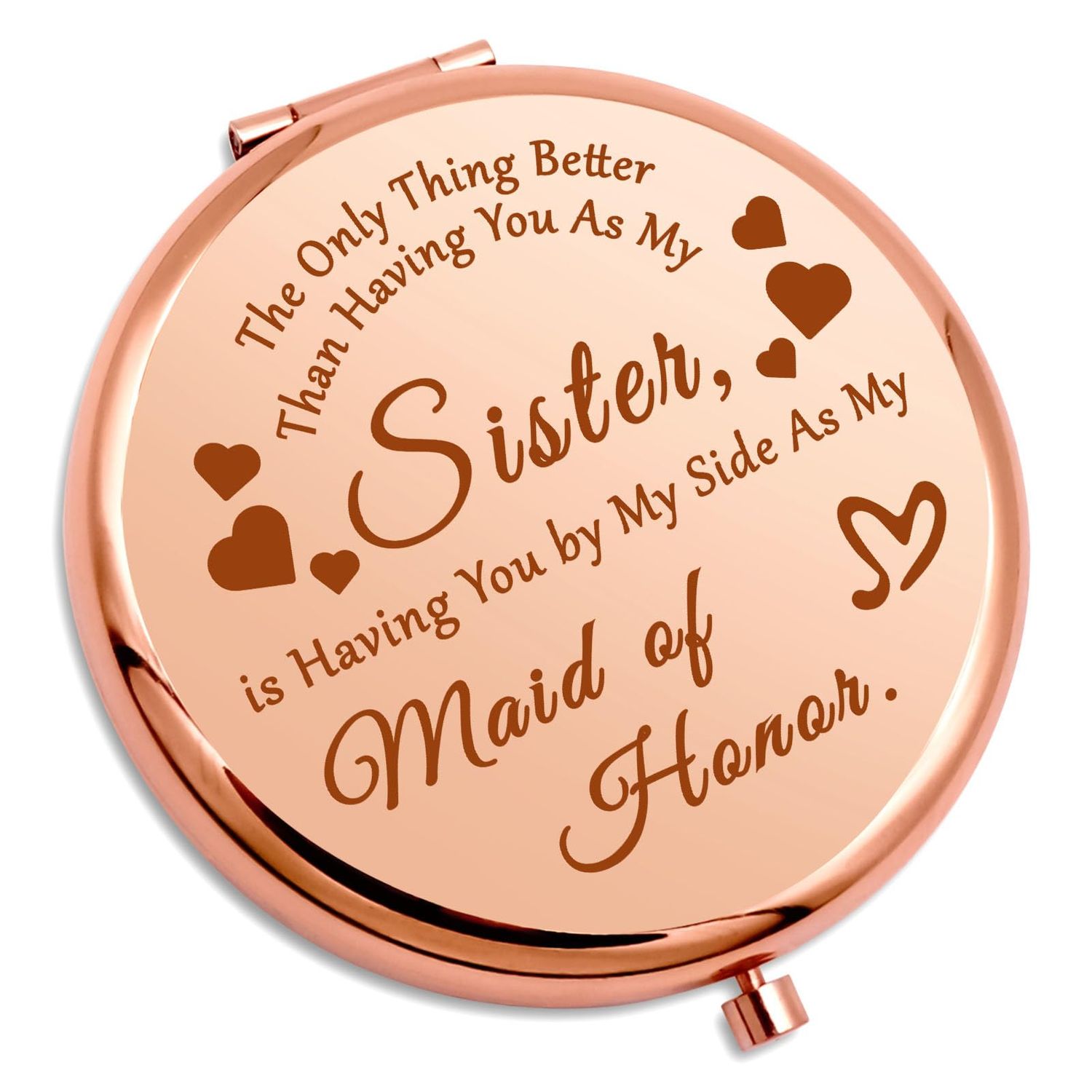 Gevody Sister Bridesmaid Gifts Compact Mirror Sister Wedding Day Gifts Maid of Honor Proposal Gifts Pocket Mirror Matron of Honor Gifts Bridal Shower Gift Bachelor Party Gifts Folding Makeup Mirror
