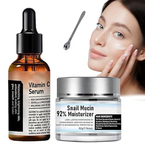 Crema de Baba de Caracol Original, Vitamin C Facial Serum, Snail Mucin 92% Moisturizer Daily Face Gel Cream, Snail Mucin Serum, Crema De Caracol, Snail Nourishing Cream,1.01oz