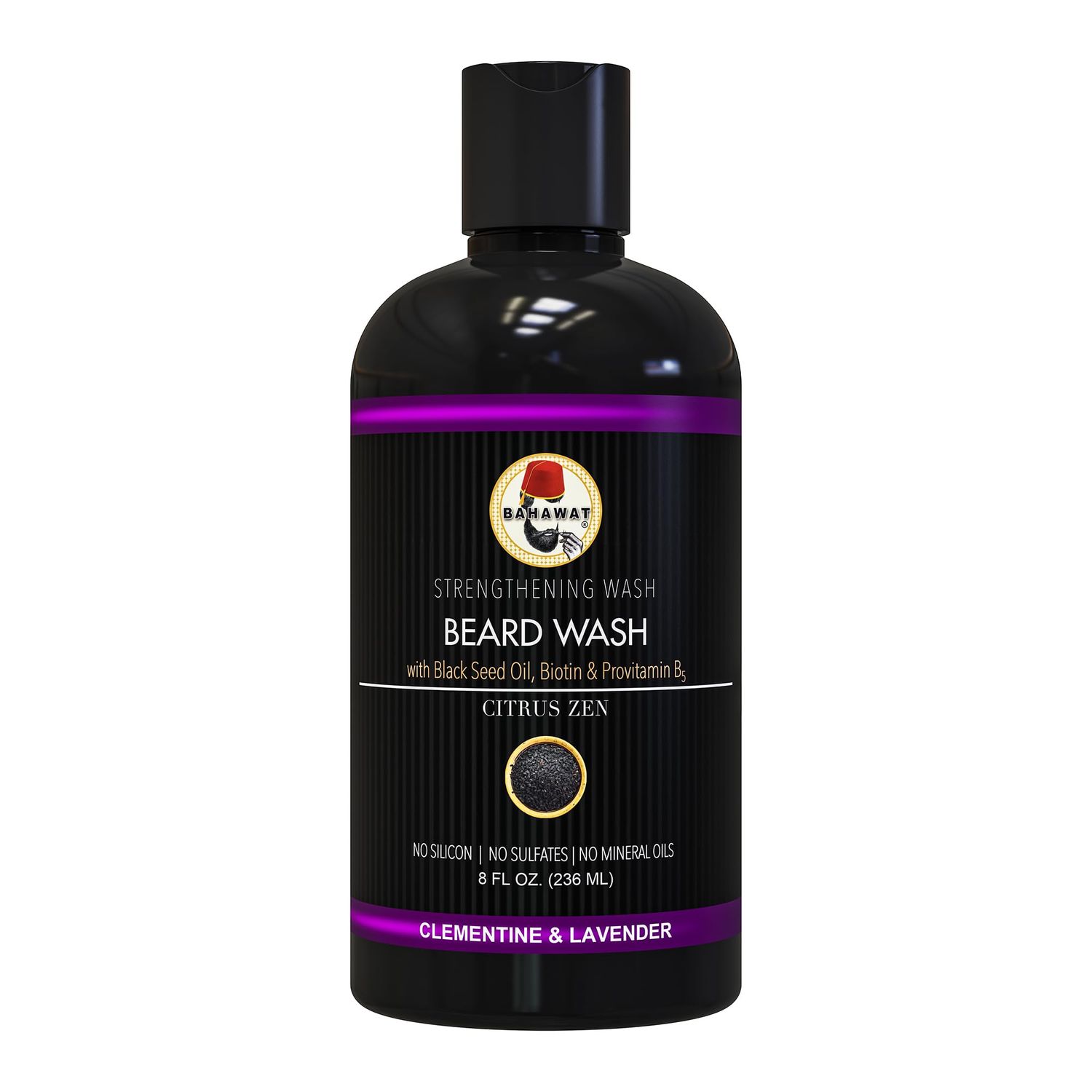 Beard Wash - Citrus Lavender - 8 fl. oz. - Sulfate free - with biotin, provitamin B5, Blackseed oil, Jojoba Oil, Natural Ingredients for a Gentle, Deep Cleanse-Strengthening Wash