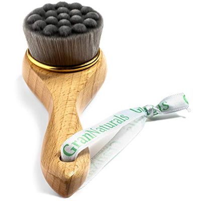 GranNaturals Manual Facial Cleansing Kabuki Brush - Skin Cleanser &amp; Scrubber for Applying Foundation, Makeup, Face Mask, Acne Washing, Daily Deep Pore Cleaning - Men and Women