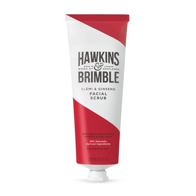 Hawkins &amp; Brimble - Facial Scrub for Mens, 125ml - Mens Grooming Face Scrub Exfoliator and Deep Clean for Mature and Sensitive Skin - Pre Shave Lotion for Improve Shaving with Elemi and Ginseng Scent