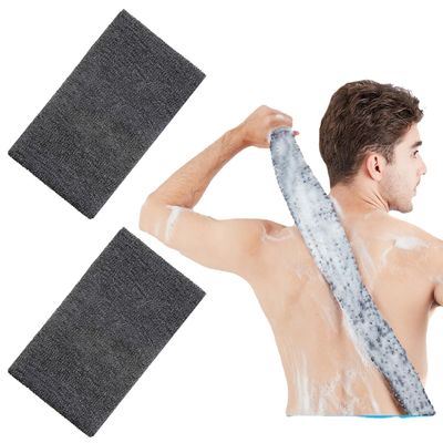 Habodd Extra Rough Exfoliating Washcloth Extra Long Back Scrubber for Shower Body Scrubber Exfoliator Nylon Wash Cloth Towel for Men &amp; Women Dead Skin Cell Remover 2 Count Pack Black Color
