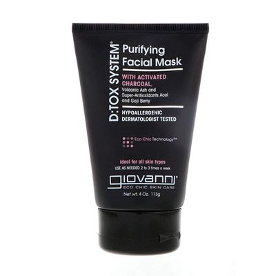 GIOVANNI D:tox Purifying Facial Mask - Super Antioxidants Acai &amp; Goji Berry, Activated Charcoal, Removes Impurities for a Beautiful Complexion, Hypoallergenic, Dermatologist Tested - 4 oz