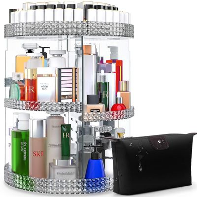 Awenia Makeup Organizer 360-Degree Rotating Plus Size, Adjustable Makeup Storage, 7 Layers Large Capacity Cosmetic Storage Unit,Fits Different Types of Cosmetics and Accessories with Makeup Bag
