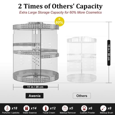 Awenia Makeup Organizer 360-Degree Rotating Plus Size, Adjustable Makeup Storage, 7 Layers Large Capacity Cosmetic Storage Unit,Fits Different Types of Cosmetics and Accessories with Makeup Bag