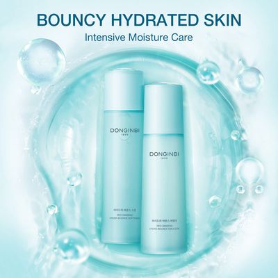 Donginbi Hydra Bounce Skin Care Set - New Years Gifts for Women, Face Toner, Lotion, and Moisturizer with Red Ginseng and Hyaluronic Acid for Soft, Supple and Hydrated Skin, Korean Face Moisturizer