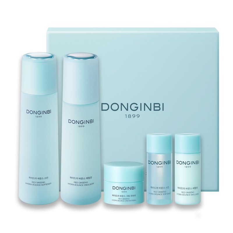 Donginbi Hydra Bounce Skin Care Set - New Years Gifts for Women, Face Toner, Lotion, and Moisturizer with Red Ginseng and Hyaluronic Acid for Soft, Supple and Hydrated Skin, Korean Face Moisturizer