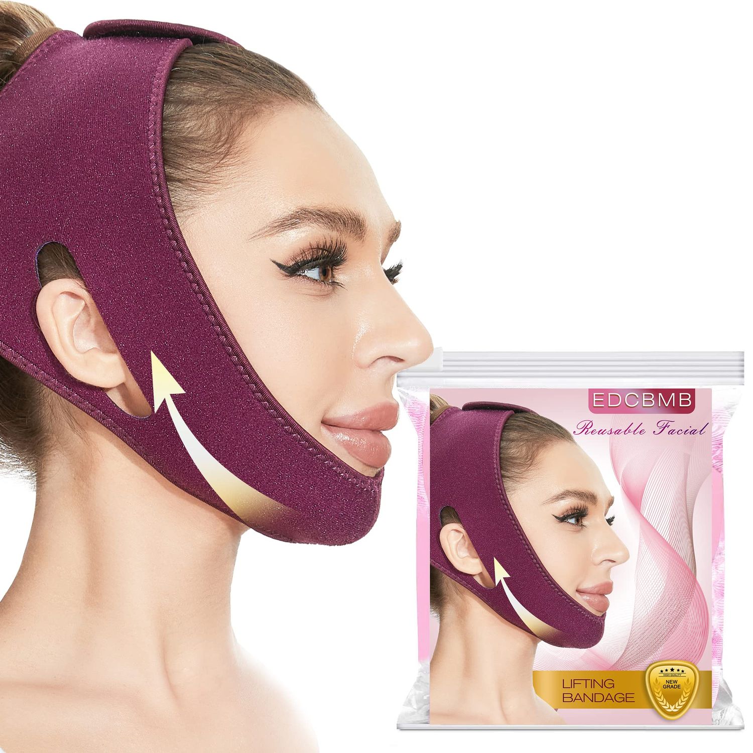 Double Chin Reducer,Face Slimming Strap,V line Lifting Mask,Eliminator, Remover,Tape,V Shaped Belt Facial for Women and Men,Reusable Strap for sleeping jawline Jaw Exerciser EDCBMB