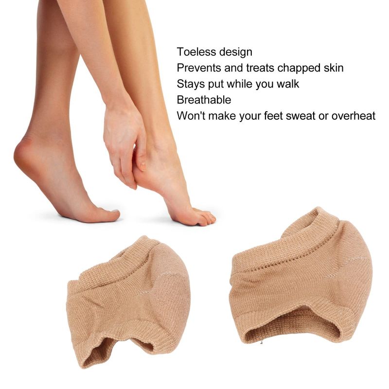 4 Pair Moisturizing Heel Socks, Stop Cracked Heels Toeless Spa Gel Socks Heel Socks Heel Repair Socks for Cracked Heels Dry Cracked Feet Foot Care (Skin Color)