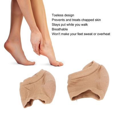 4 Pair Moisturizing Heel Socks, Stop Cracked Heels Toeless Spa Gel Socks Heel Socks Heel Repair Socks for Cracked Heels Dry Cracked Feet Foot Care (Skin Color)