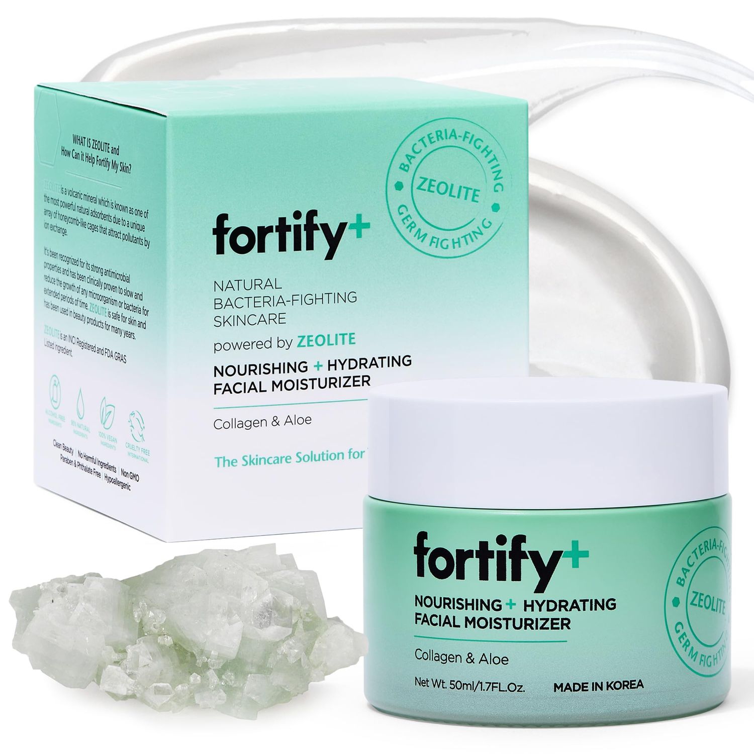 Fortify Anti-Aging Facial Moisturizer with Collagen, Hyaluronic Acid &amp; Aloe - Korean Skin Care for Hydrating &amp; Nourishing - Vegan, Fragrance-Free, Alcohol-Free - 50ML/1.7Fl.Oz