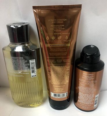 Bath &amp; Body Works - Whiskey Reserve - For Men - 3 pc Bundle - 3-in-1 Hair, Face &amp; Body Wash, Deodorizing Body Spray and Ultimate Hydration Body Cream - 2021