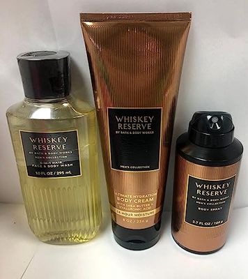 Bath & Body Works - Whiskey Reserve - For Men - 3 pc Bundle - 3-in-1 Hair, Face & Body Wash, Deodorizing Body Spray and Ultimate Hydration Body Cream - 2021 Bath & Body Works - Whiskey Reserve - For Men - 3 pc Bundle - 3-in-1 Hair, Face & Body Wash, Deodorizing Body Spray and Ultimate Hydration Body Cream - 2021