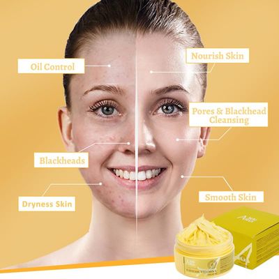 ANAI RUI Turmeric Vitamin C Clay Mask, Vitamin C Clay Facial Mask for Blackheads, Pores, Wrinkles, Fine Lines, Hydrating, Clarifying, Cleansing, 4.23 OZ