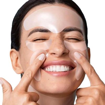 Comfordent Reusable Silicone Face Patch Set - 5 Wrinkle Patches for Overnight Fine Line &amp; Crease Flattening - Forehead, Under-eye and Smile Lines Repair - Adjustable Anti-Slip Earloop Buckle Straps