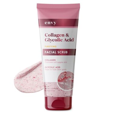 Envy Collagen &amp; Glycolic Acid Face Scrub - Anti-Aging, Softening &amp; Dark Spot Improving Exfoliating Scrub - Dermatologist Tested, Clean Beauty for All Skin Types - 6.76 Oz