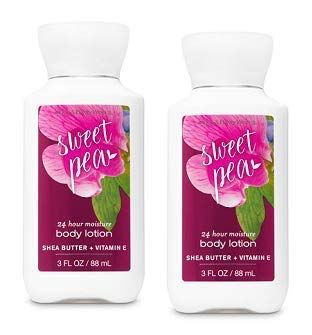 Bath and Body Works 2 Pack 24 Hour Moisture Sweet Pea Travel Size Body Lotion 3 Oz.