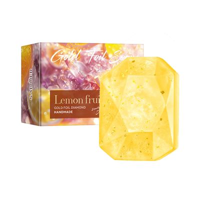 DLZZRS Lemon Essential oil Soap, Lemon Gold Leaf Essential Oil Handmade Soap, Gentle Care &amp; Clean Skin Oil-control Moisturizing Bath Bar Soap Deep Nourishes Your Skin, Plant Oil Body Bath Soap