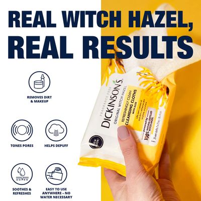Dickinson's Original Refreshingly Clean Daily Cleansing Cloths, Witch Hazel and Aloe, 25 Count