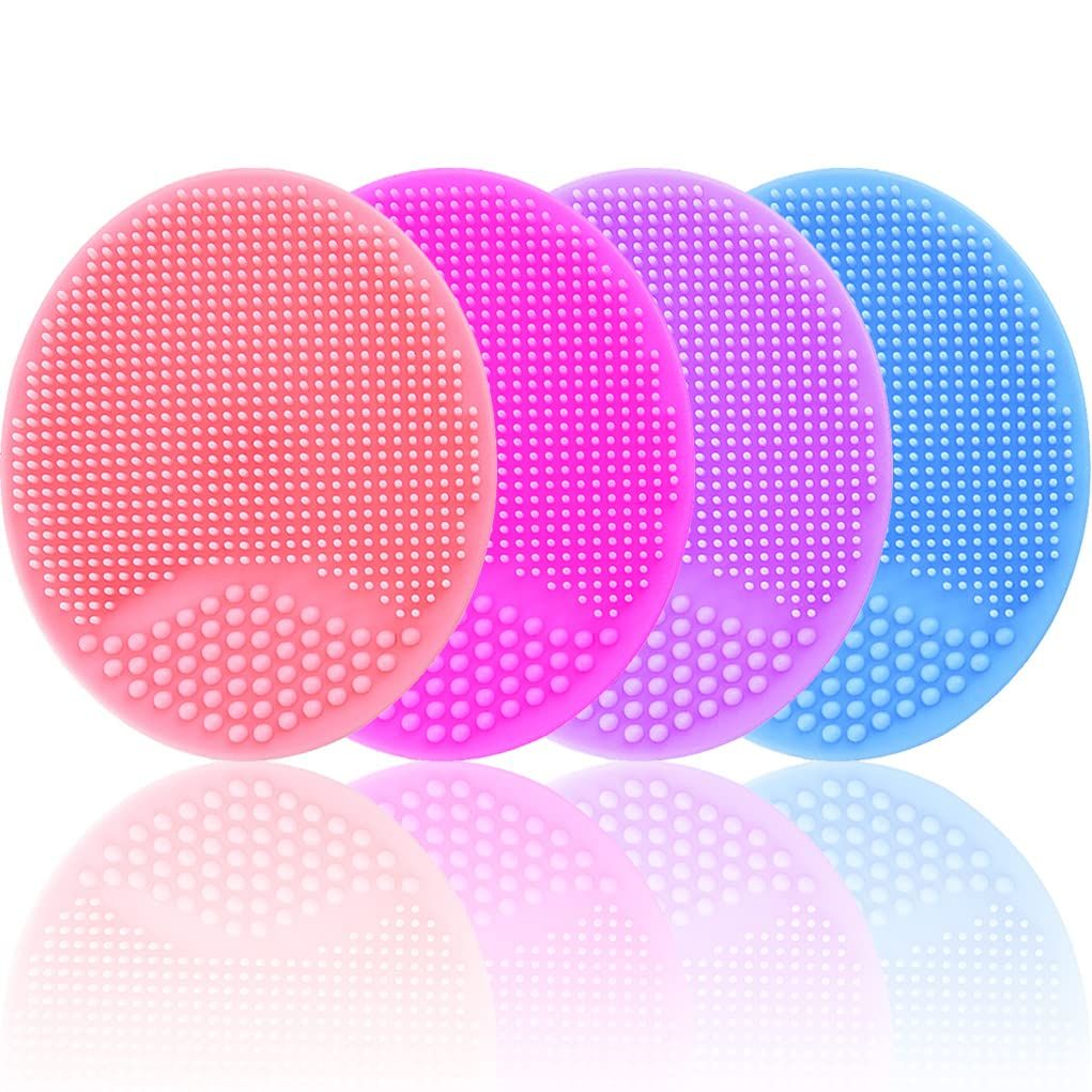 Face Scrubber, Facial Exfoliator, Face Scrub Brush, Soft Face Brush, Silicone Facial Cleansing Brush, Face Exfoliator Blackhead Acne Pore Cradle Cap Face Wash Brush for Deep Cleaning Skin Care 4 Pack