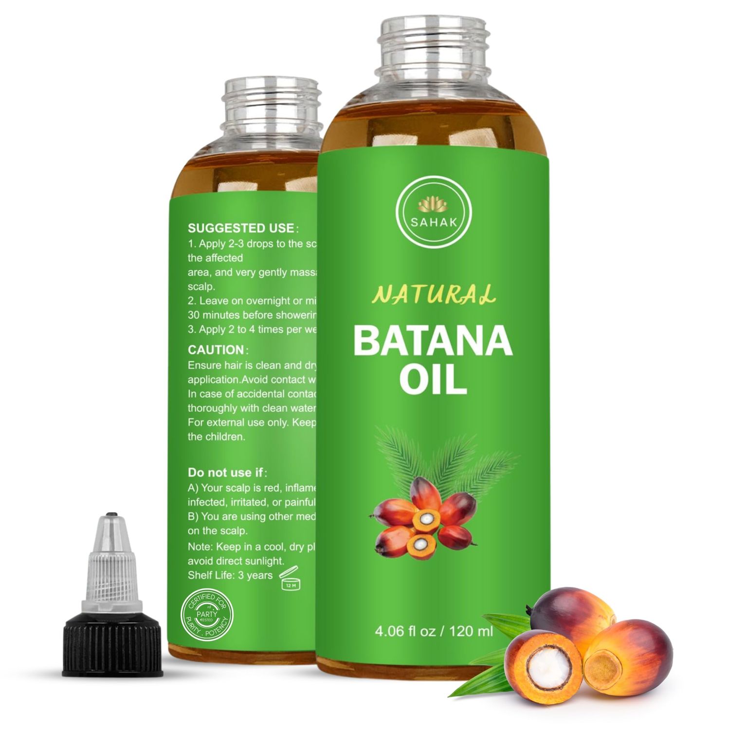 Batana Oil for Hair Growth I Dr. Sebi Organic Premium Batana Oil from Honduras I Cold Pressed 100% Pure Elaeis Oleifera | Raw Batana Oil for Skin &amp; Scalp Care I Batana Oil for Men &amp; Women - 4 FL OZ