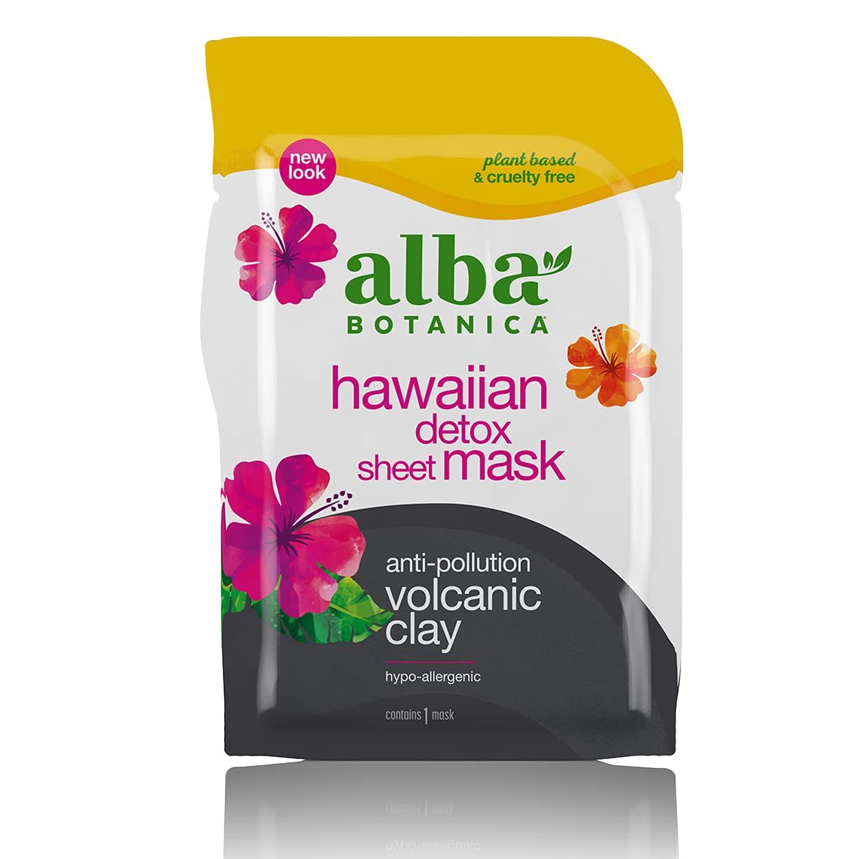 Alba Botanica Hawaiian Detox Sheet Mask, Anti-Pollution Volcanic Clay, 1 Mask (Pack of 8) (Packaging May Vary)