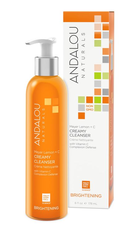 Andalou Naturals Brightening Meyer Lemon + C Creamy Cleanser, Face Wash for Uplifted Tone &amp; Smoother Texture, Helps Renew Skin Vitality &amp; Brighten Complexion, Cruelty Free, 6 Oz