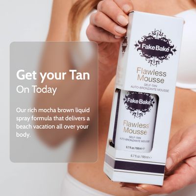 Fake Bake Flawless Self Tanning Mousse Streak-Free, Long-Lasting Natural Glow For All Skin Tones Women &amp; Men - Sunless Tanner Includes Mitt For Easy Application, Black Coconut Scent - 6.7 oz