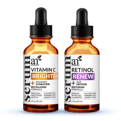 ArtNaturals Vitamin-C and Retinol Serum - (2 x 1 Fl Oz / 30ml) - Holiday Gift Set - Wrinkle &amp; Dark Circle Remover (Morning &amp; Night Anti Aging Therapy) - Natural and Moisturizing Treatment (ANAA-0203)