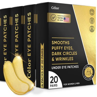 Celor Under Eye Patches for Puffy Eyes and Dark Circles - Eye Masks with Amino Acids &amp; Collagen, Eye Care for Wrinkles - Birthday Gift for Women - Skincare Self Care - USA Tested (80 Pairs)