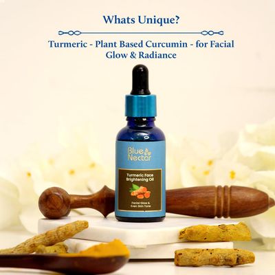 Blue Nectar Turmeric Facial Oil for Even Skin | Plant Based Skin Glow | Tan Removal Face Serum for Women &amp; Men (16 Herbs,1 Fl Oz)