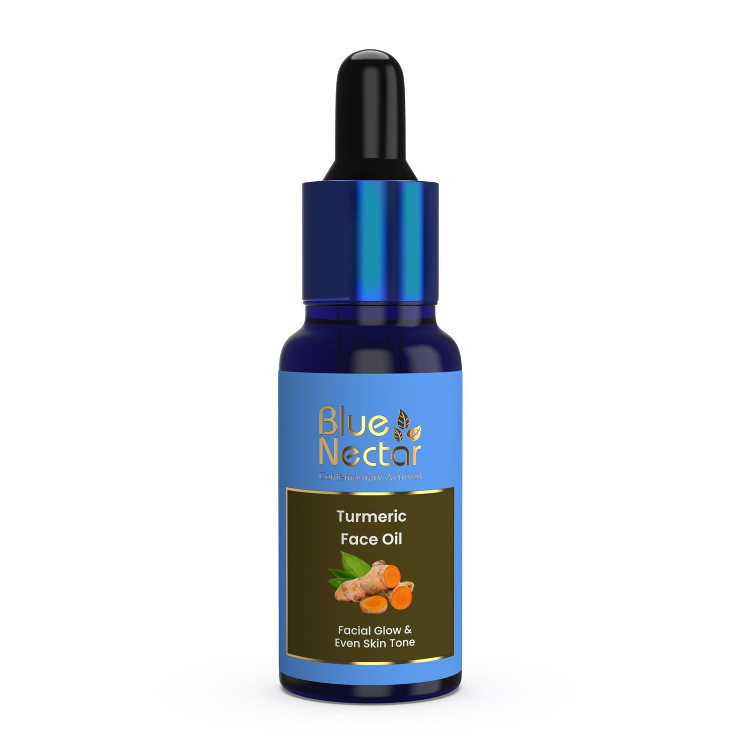 Blue Nectar Turmeric Facial Oil for Even Skin | Plant Based Skin Glow | Tan Removal Face Serum for Women &amp; Men (16 Herbs,1 Fl Oz)
