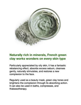 Argiletz Green Clay Face Mask for oily skin 100g / 3.53 fl.oz. 100% sourced and produced in France. Finest grade of clay.