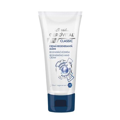 GEROVITAL CLASSIC Moisturizing Hand Cream for Dry, Cracked Hands with Hyaluronic Acid, Juvinity, Vitamin E, Regenerating Cream, Nourishes and Softens, 100 ml