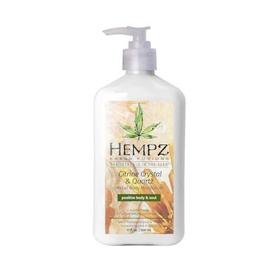 Hempz Body Lotion - Citrine Crystal &amp; Quartz Daily Moisturizing Cream, Shea Butter Hand and Body Moisturizer - Hemp Extract Lotion - Skin Care Products, Pure Organic Hemp Seed Oil - 17 Fl Oz