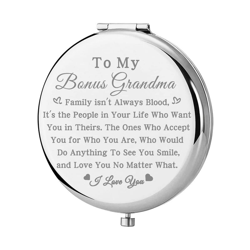 bobauna Bonus Grandma Pocket Mirror Step Grandma Gift Family Isn't Always Blood Grandma Makeup Mirror for Unbiological Grandma (Bonus Grandma -S)