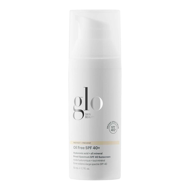 Glo Skin Beauty Oil Free SPF 40+ Hyaluronic Acid Infused All Mineral Sunscreen - Protect Against Sun Damage &amp; Aging Environmental Skin Stressors - Weightless, Invisible Finish