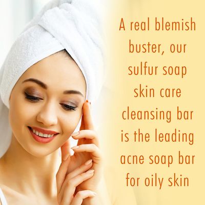 Cleansing 10% Sulfur Soap Bar for Face & Body - Natural Shine Control Facial Cleanser for Acne, Oily Skin - Made in USA Healing Skincare Wash with Lemongrass, Tea Tree Oil, Vitamin E, Coconut Milk