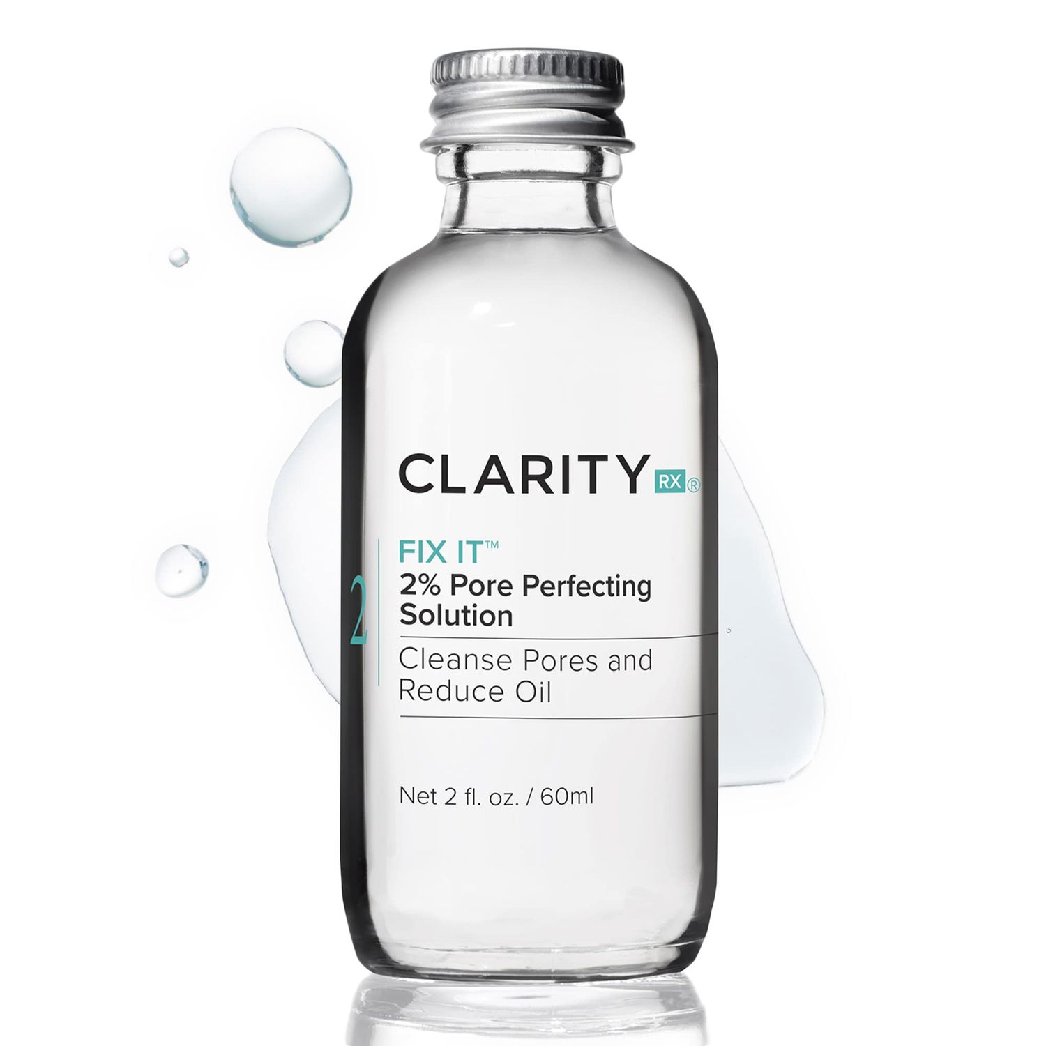 ClarityRx Fix It 2% Salicylic Acid Pore Perfecting Solution, Natural Plant-Based Treatment for Acne-Prone &amp; Oily Skin (2 fl oz)