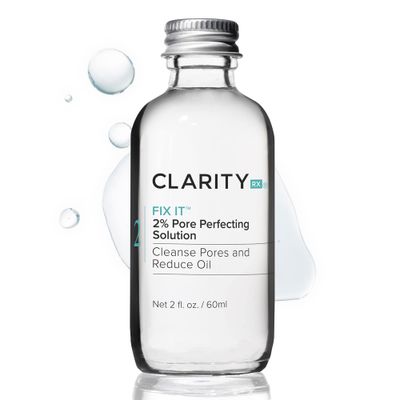 ClarityRx Fix It 2% Salicylic Acid Pore Perfecting Solution, Natural Plant-Based Treatment for Acne-Prone &amp; Oily Skin (2 fl oz)