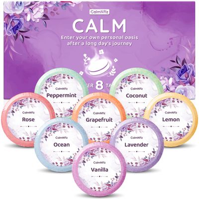 CalmNFiz Shower Steamers 8 Scents - Shower &amp; Bath Bombs with Organic &amp; Natural Fragrances for Teens and Adults - Birthday, Valentine&#39;s Day Gift for Women Who Have EverythingPurple