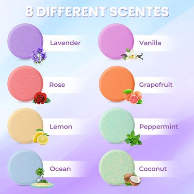 CalmNFiz Shower Steamers 8 Scents - Shower & Bath Bombs with Organic & Natural Fragrances for Teens and Adults - Birthday, Valentine's Day Gift for Women Who Have EverythingPurple