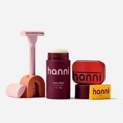 HANNI Shave Starter Set, Saftey Razor with Blades and Shaving Gel, Unisex Grooming Kit for Smooth, Soft Skin, Hair Removal Gift Set for All Skin Types, Blush