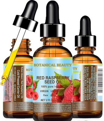 Botanical Beauty RED RASPBERRY SEED OIL 100% Pure Natural Virgin. Cold Pressed Undiluted Carrier Oil for Face, Skin, Hair, Body and Nails 2 Fl.oz.- 60 ml.