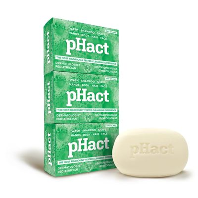 ANDREW LESSMAN pHact Moisture-Rich, Soap-Free Cleansing Bar Hint of Mint. Natural Skin pH. All Skin Types - Even Sensitive Skin. Hypoallergenic. Dermatologist Tested. 3-Pack 4.25 oz each