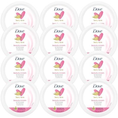 Dove Body Love Beauty Cream, Lightweight, Fast-Absorbing Face and Body Cream for Normal to Dry Skin, 24-Hour Moisture, Luxuriously Scented Face Cream, Hand &amp; Body Lotion, 5.07 Fl Oz (Pack of 12)