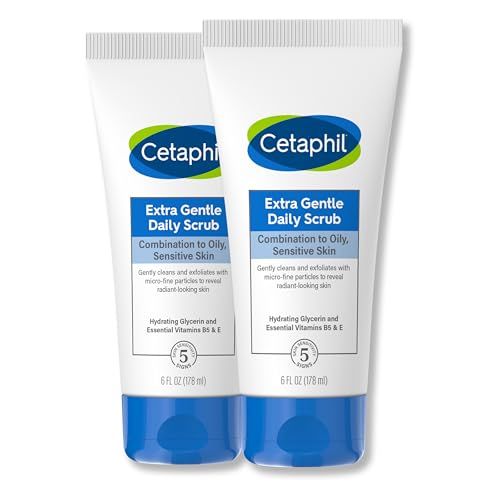 Cetaphil Exfoliating Face Wash, Extra Gentle Daily Face Scrub, Gently Exfoliates &amp; Cleanses, For All Skin Types, Non-Irritating &amp; Hypoallergenic, Suitable For Sensitive Skin, 6 Fl Oz, Pack of 2