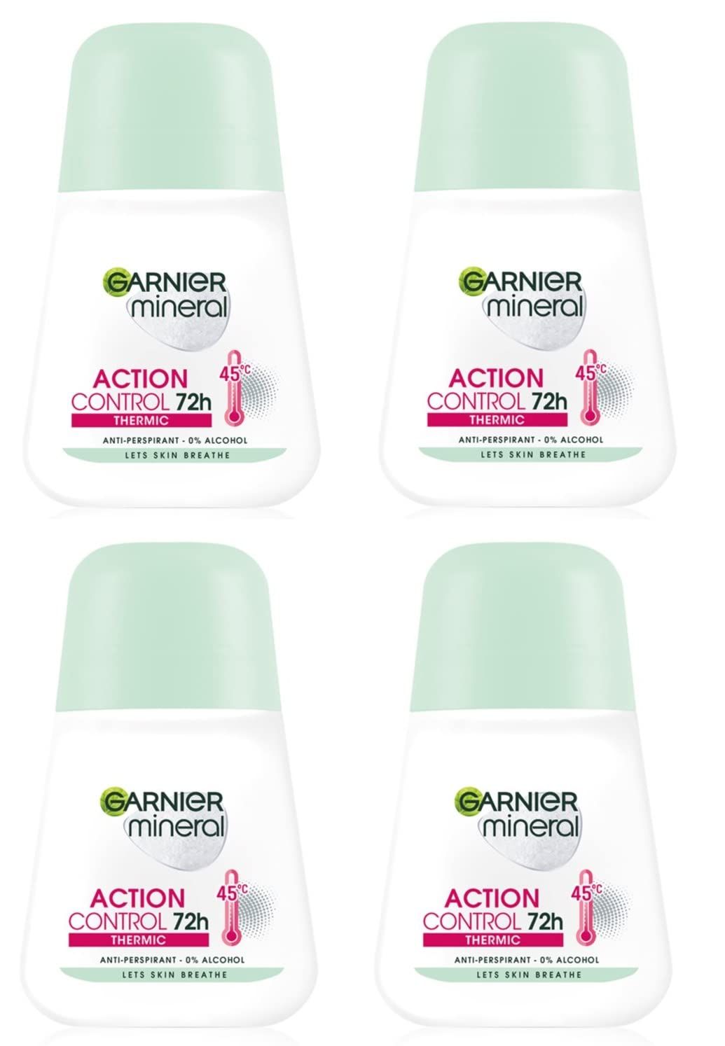 (Pack of 4) Garnier Mineral Action Control Thermic Anti-perspirant Roll On for Women 4x50ml