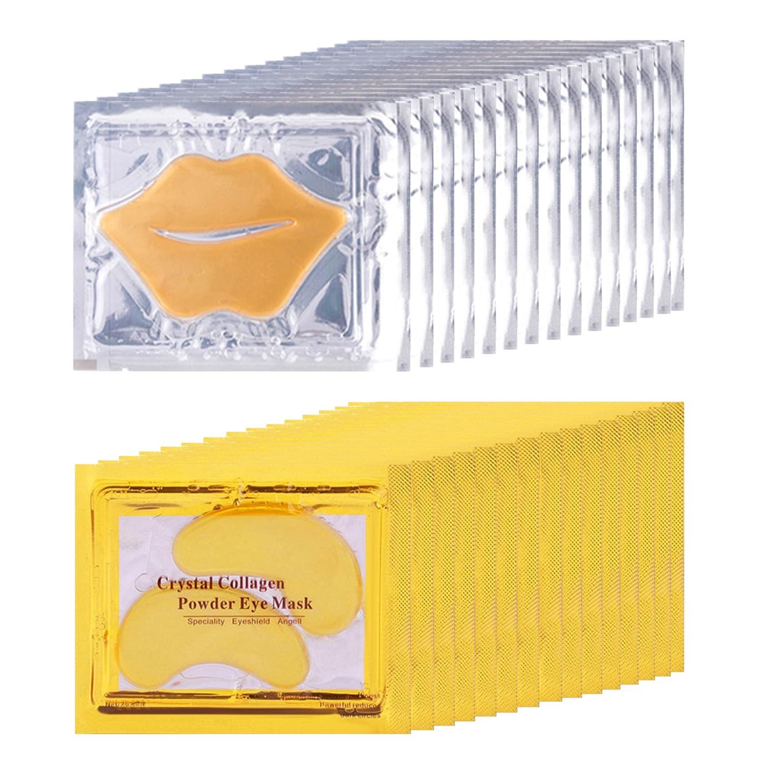 30 Pairs 24K Gold Eye Masks &amp; Collagen Lip Masks, Crystal Collagen Eye Patches for Puffy Eyes, Reducing Fine Lines, Cooling Collagen Skin Care Eye Patches for Dark Circles